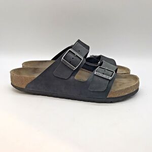 Birkenstock Arizona Nubuck Leather Sandals Unisex W 11 - M 9  Black Buckle Slide